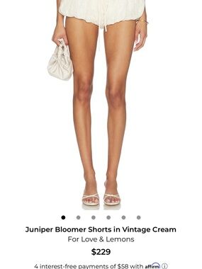 For Love And Lemons Vintage Cream High Waist Bloom Shorts